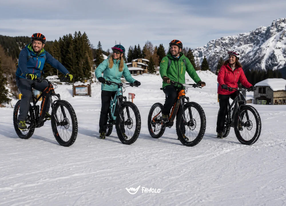 Tour guidato in e-bike sulla neve con ruote chiodate