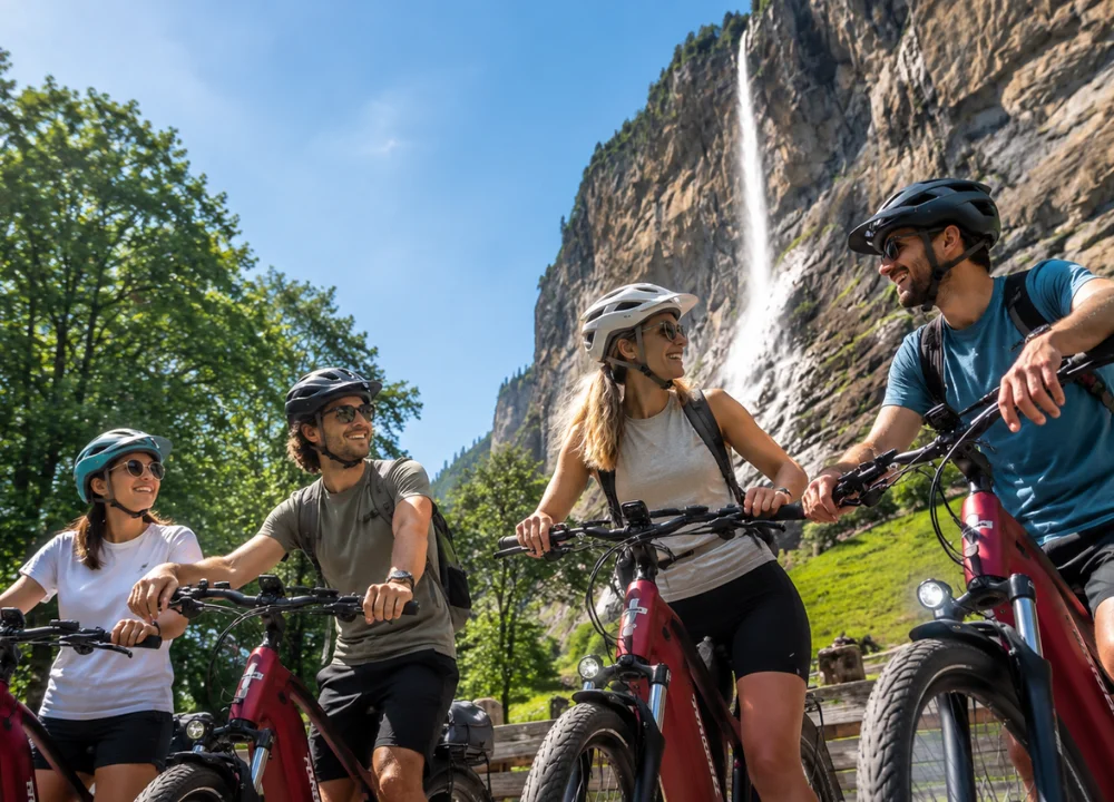 E-bike tour di 6ore nella valle delle 72 cascate tra le Alpi svizzere