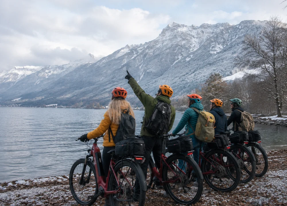 Tour in e-bike d’inverno tra laghi, borghi svizzeri e degustazione di cioccolato